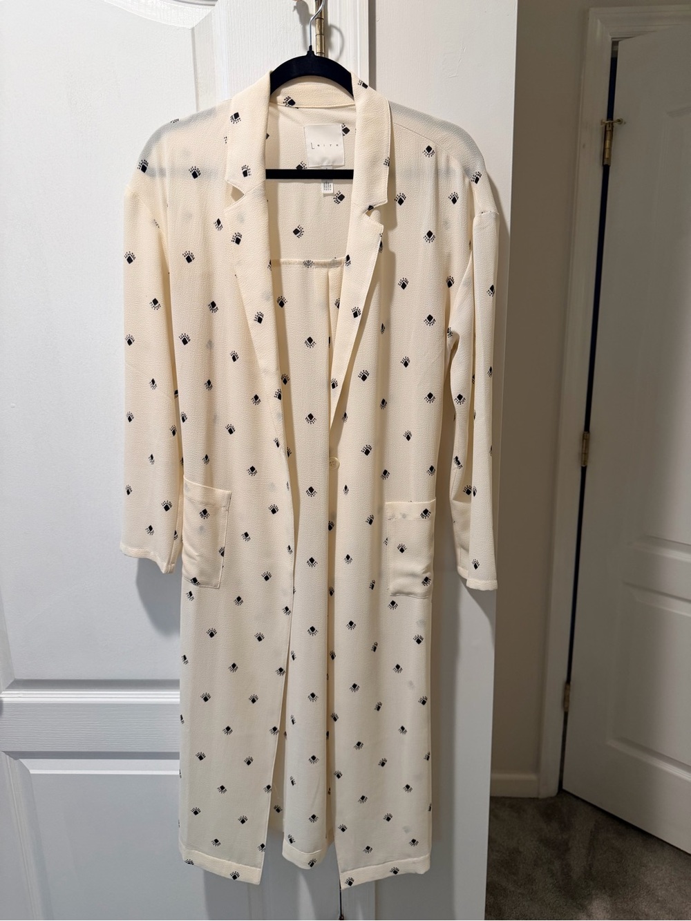 Leith Cream Printed Longline Duster Jacket